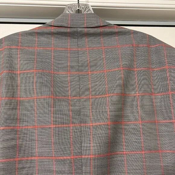 Mens PAISLEY & GRAY Sz 42L Gray & Peach Plaid Slim Fit Suit Jacket Sport Coat - Picture 13 of 13